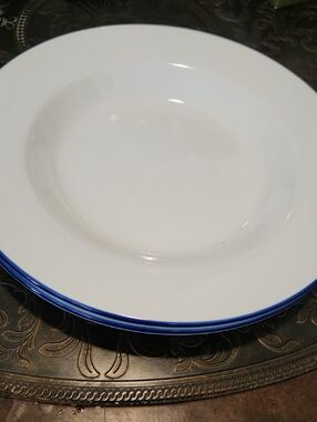 Steelite International White with Blue Rim Soup/Spaghetti Bowl